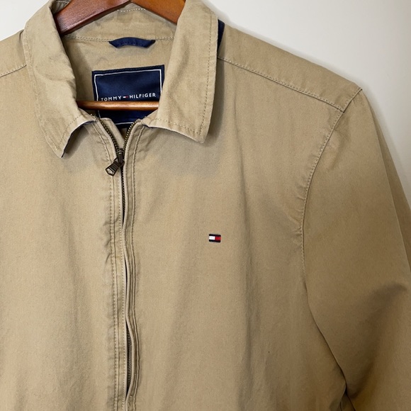 Tommy Hilfiger classic tan embroidered logo front zipper Bomber lined jacket S - Picture 2 of 11